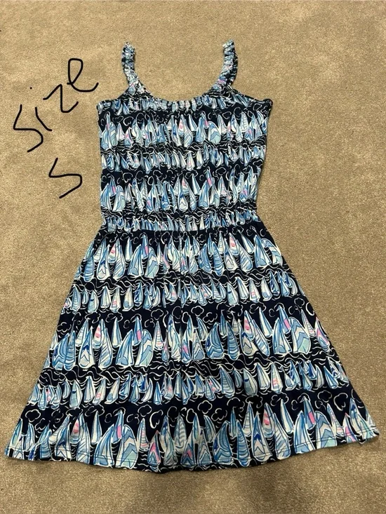 Lily Pulitzer Navy Sailboat Print Sundress w/ shorts - Picture 1 of 1